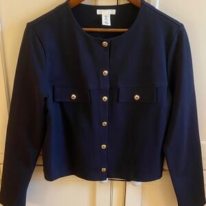 Preppy Navy Cropped Blazer Jacket